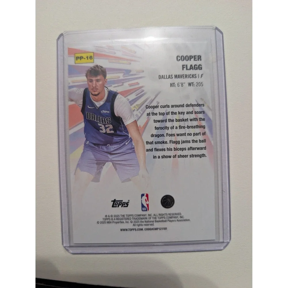 Cooper Flagg 2025 Topps NBA Power Players Rookie Card PP-16 Dallas Mavericks RC
